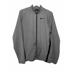 Nike Men's Gray Long SIeeve full Zip Up Training track Jacket Medium Big Swoosh